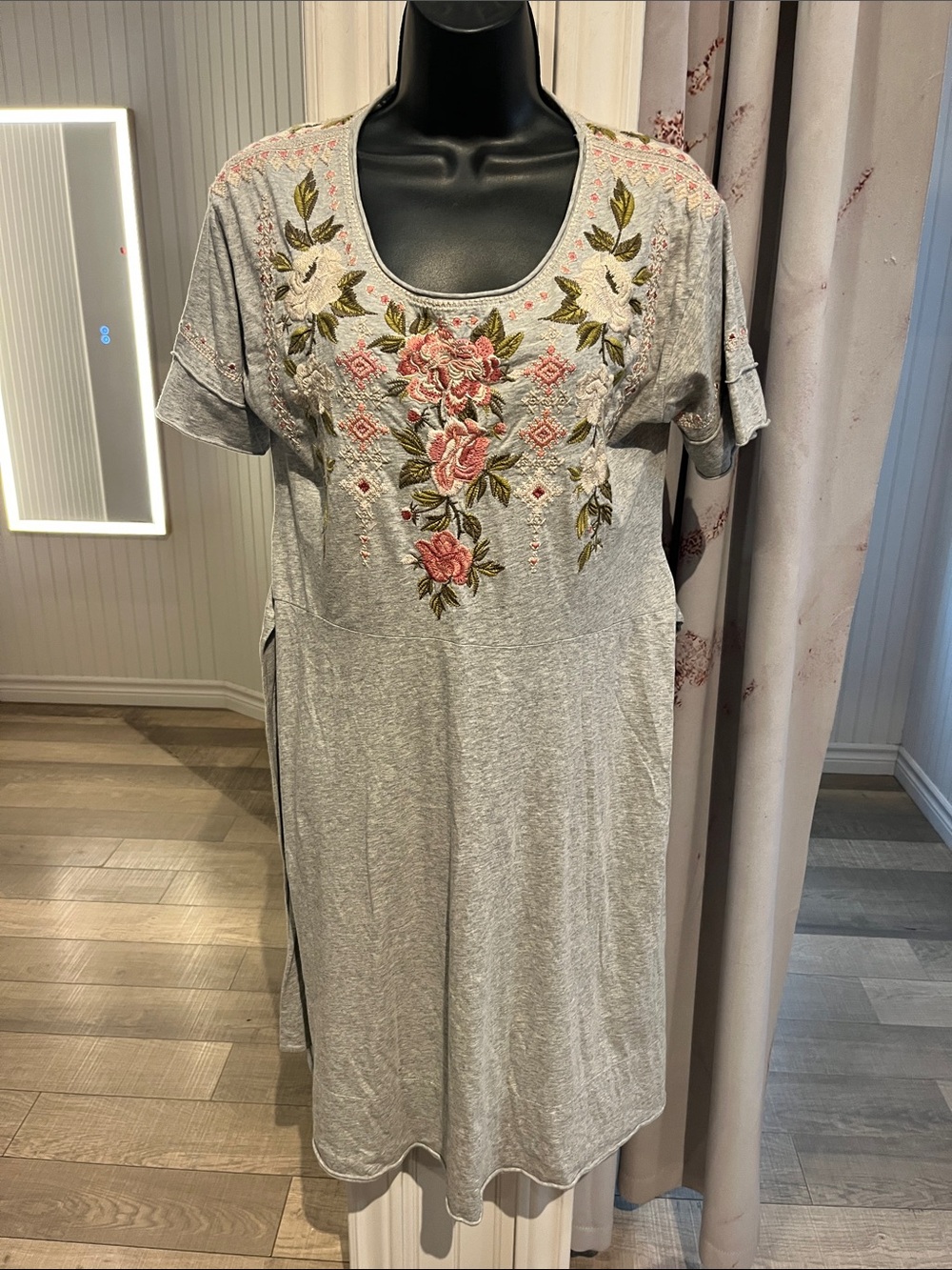Embroidered Floral Johnny Was Tunic Dress XS